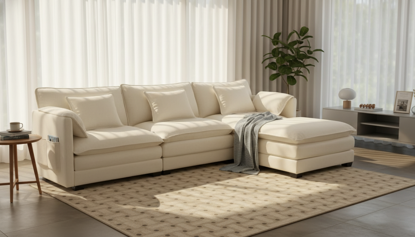 112-inch Storage Sectional: Convertible L-Shape Comfort