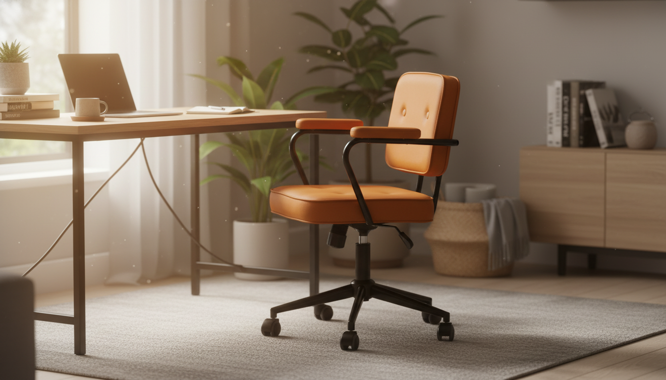 Compact Swivel Office Chair with Armrests for Small Spaces