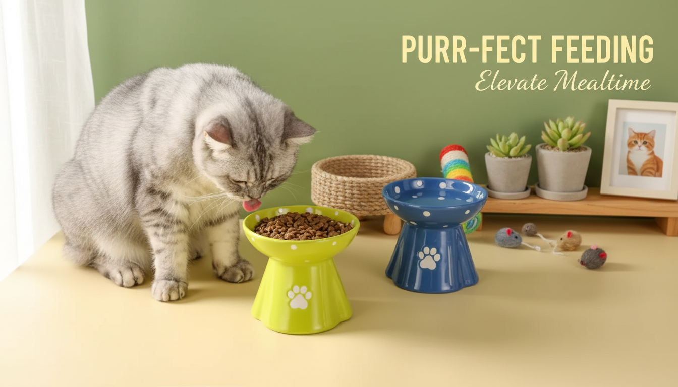 Elevated Ceramic Pet Bowl: Anti-Slip, High-Foot Comfort