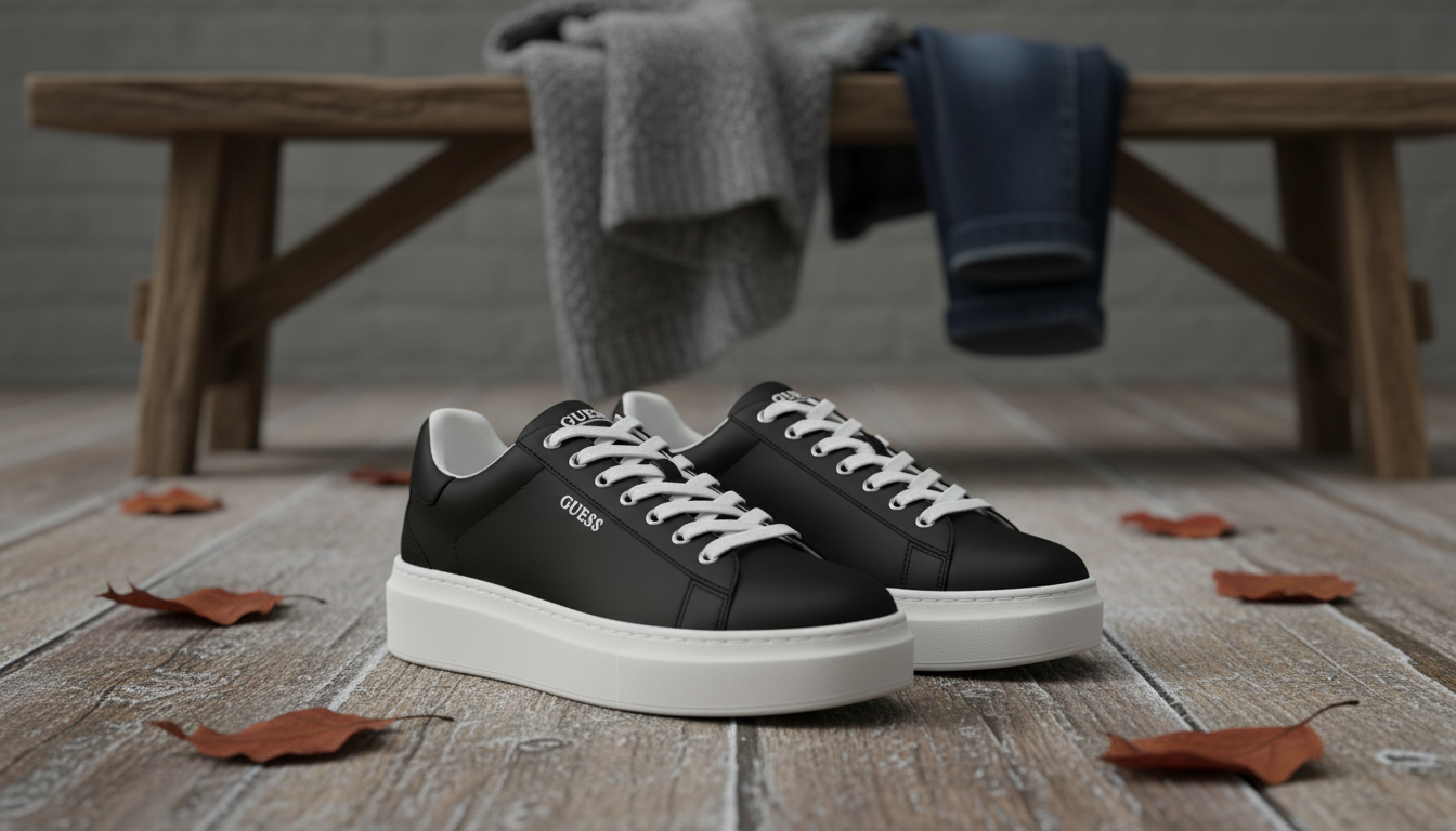 Guess Women’s Black Lace-Up Sneakers for Fall & Winter