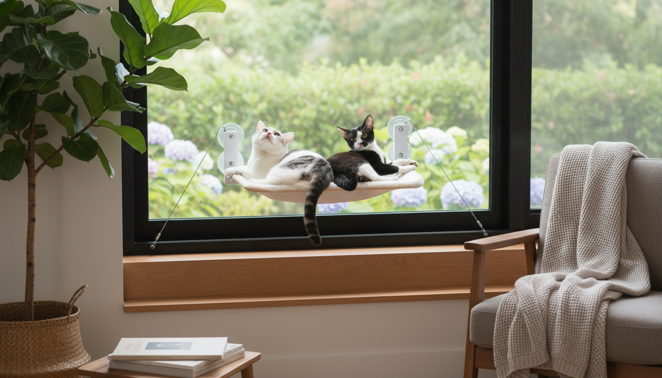 Sturdy Foldable Cat Window Hammock with Steel Frame