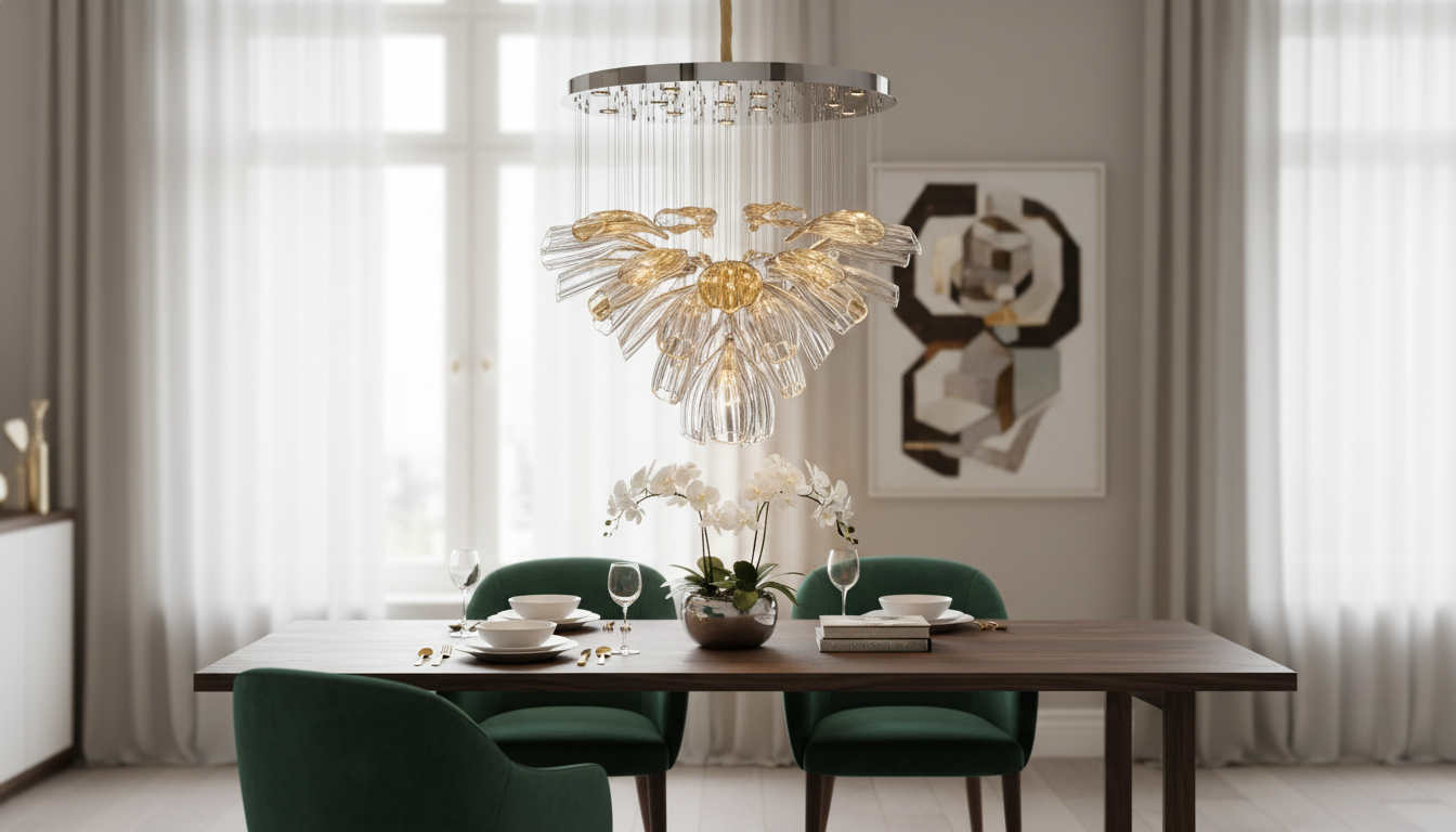 Two-Tone Art Deco Pendant Lights: Gold, Silver & Glass