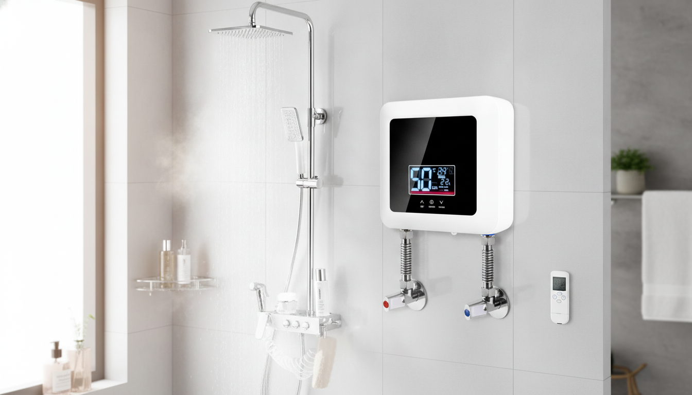 Wall-Mounted Tankless Electric Heater: LCD + Remote