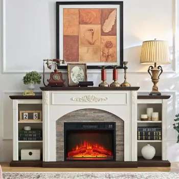 72-Inch Mantel Electric Fireplace TV Stand for 80" TVs